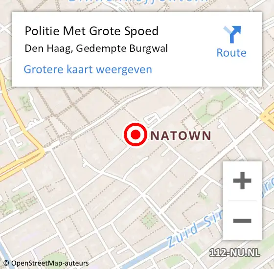 Locatie op kaart van de 112 melding: Politie Met Grote Spoed Naar Den Haag, Gedempte Burgwal op 7 april 2024 23:32