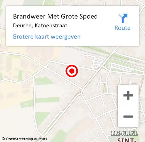 Locatie op kaart van de 112 melding: Brandweer Met Grote Spoed Naar Deurne, Katoenstraat op 7 april 2024 23:54