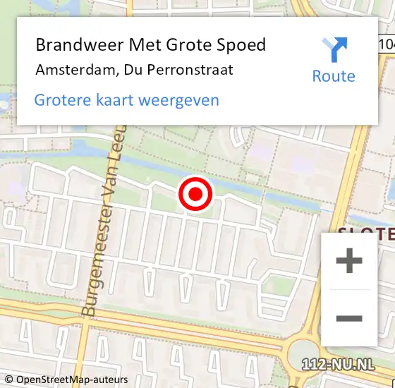 Locatie op kaart van de 112 melding: Brandweer Met Grote Spoed Naar Amsterdam, Du Perronstraat op 8 april 2024 00:45