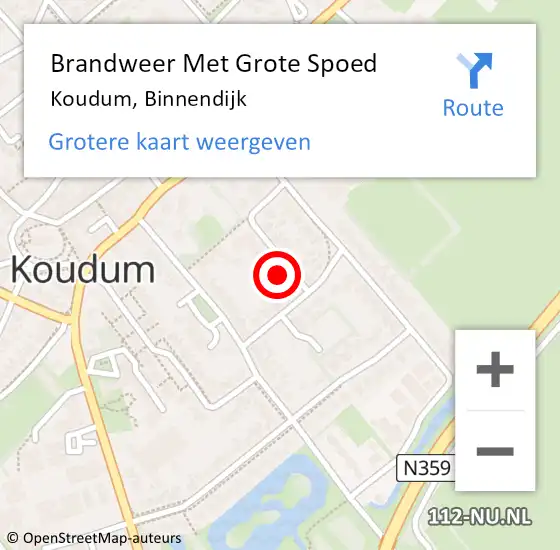 Locatie op kaart van de 112 melding: Brandweer Met Grote Spoed Naar Koudum, Binnendijk op 8 april 2024 00:51