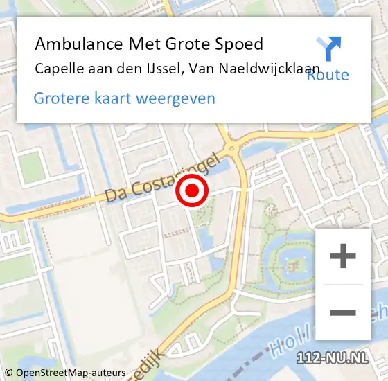 Locatie op kaart van de 112 melding: Ambulance Met Grote Spoed Naar Capelle aan den IJssel, Van Naeldwijcklaan op 8 april 2024 02:00