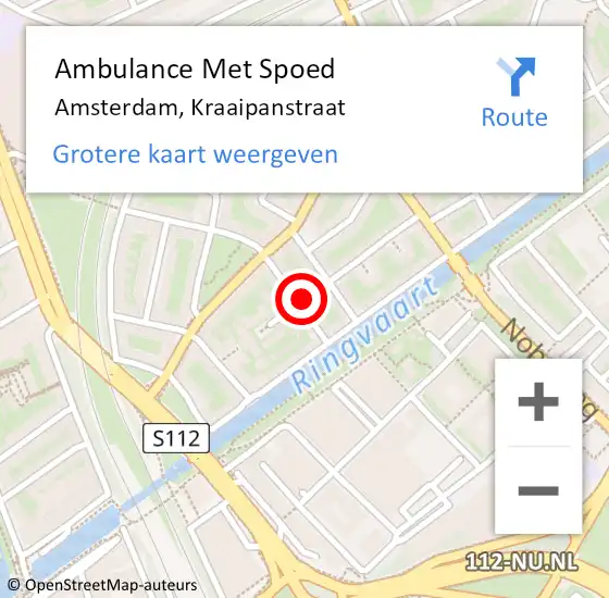 Locatie op kaart van de 112 melding: Ambulance Met Spoed Naar Amsterdam, Kraaipanstraat op 8 april 2024 02:17