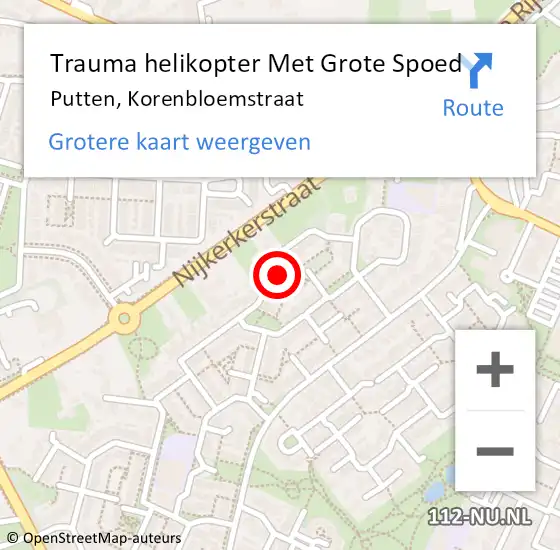 Locatie op kaart van de 112 melding: Trauma helikopter Met Grote Spoed Naar Putten, Korenbloemstraat op 8 april 2024 02:51