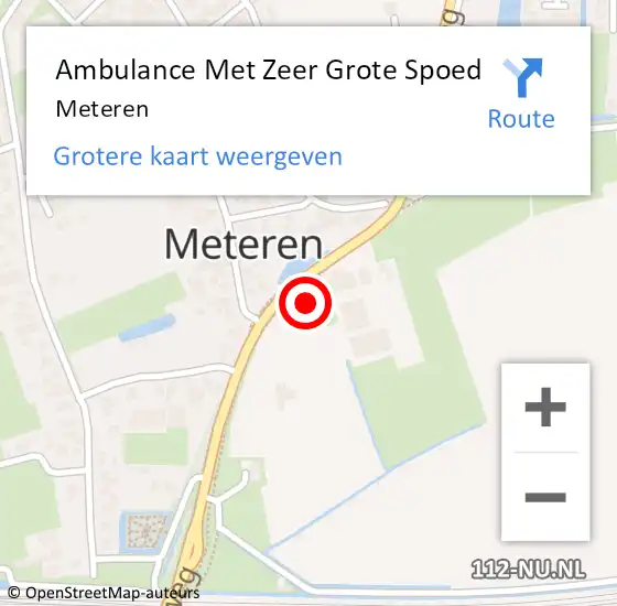 Locatie op kaart van de 112 melding: Ambulance Met Zeer Grote Spoed Naar Meteren op 8 april 2024 02:57