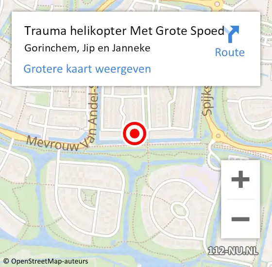 Locatie op kaart van de 112 melding: Trauma helikopter Met Grote Spoed Naar Gorinchem, Jip en Janneke op 8 april 2024 03:55