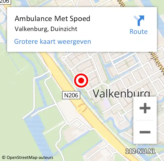 Locatie op kaart van de 112 melding: Ambulance Met Spoed Naar Valkenburg, Duinzicht op 8 april 2024 04:17