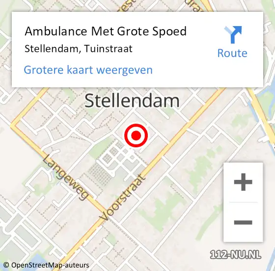 Locatie op kaart van de 112 melding: Ambulance Met Grote Spoed Naar Stellendam, Tuinstraat op 8 april 2024 04:39