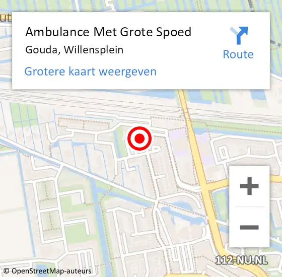 Locatie op kaart van de 112 melding: Ambulance Met Grote Spoed Naar Gouda, Willensplein op 8 april 2024 04:45