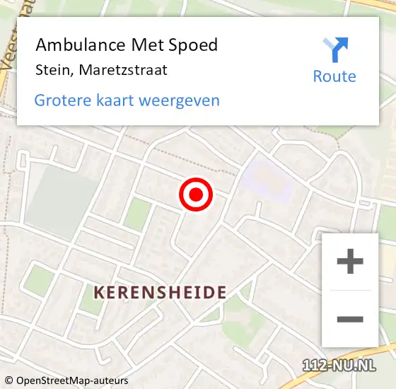 Locatie op kaart van de 112 melding: Ambulance Met Spoed Naar Stein, Maretzstraat op 16 oktober 2013 10:53