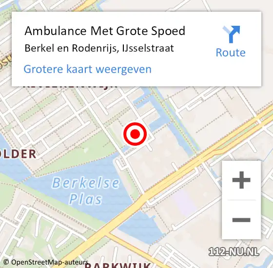 Locatie op kaart van de 112 melding: Ambulance Met Grote Spoed Naar Berkel en Rodenrijs, IJsselstraat op 8 april 2024 05:44