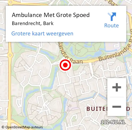 Locatie op kaart van de 112 melding: Ambulance Met Grote Spoed Naar Barendrecht, Bark op 8 april 2024 06:14
