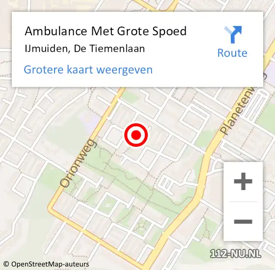 Locatie op kaart van de 112 melding: Ambulance Met Grote Spoed Naar IJmuiden, De Tiemenlaan op 8 april 2024 06:27