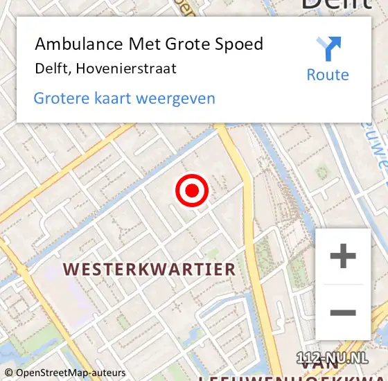 Locatie op kaart van de 112 melding: Ambulance Met Grote Spoed Naar Delft, Hovenierstraat op 8 april 2024 06:30