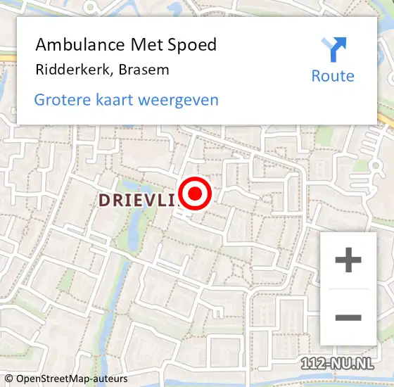 Locatie op kaart van de 112 melding: Ambulance Met Spoed Naar Ridderkerk, Brasem op 8 april 2024 06:33