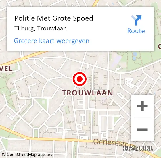 Locatie op kaart van de 112 melding: Politie Met Grote Spoed Naar Tilburg, Trouwlaan op 8 april 2024 06:43