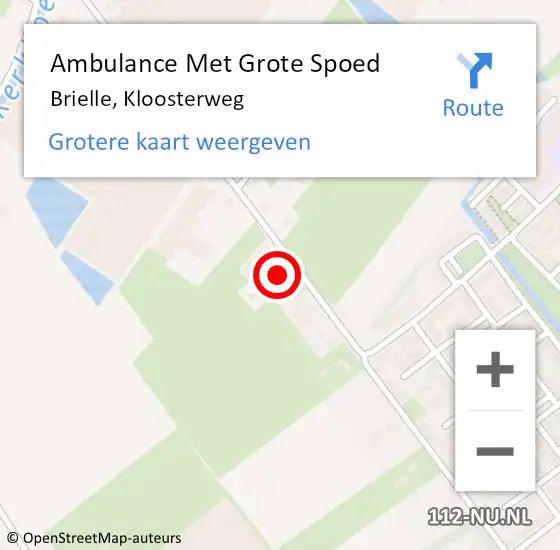 Locatie op kaart van de 112 melding: Ambulance Met Grote Spoed Naar Brielle, Kloosterweg op 8 april 2024 06:49