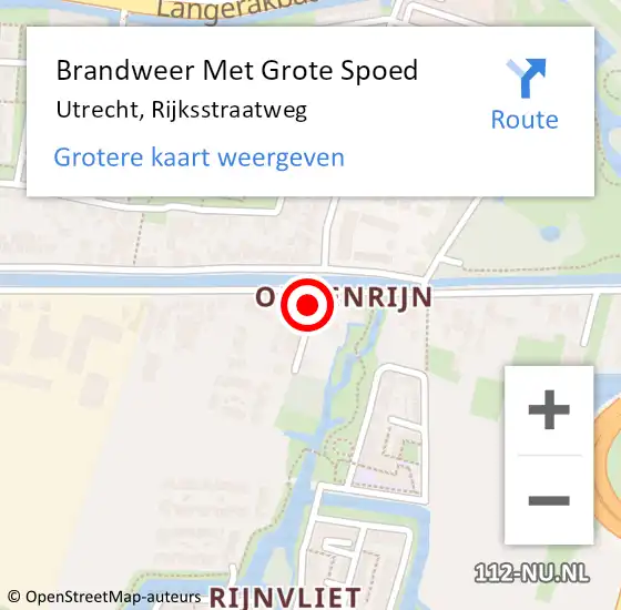 Locatie op kaart van de 112 melding: Brandweer Met Grote Spoed Naar Utrecht, Rijksstraatweg op 8 april 2024 07:12