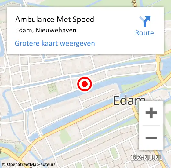 Locatie op kaart van de 112 melding: Ambulance Met Spoed Naar Edam, Nieuwehaven op 8 april 2024 07:25