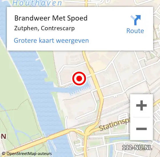 Locatie op kaart van de 112 melding: Brandweer Met Spoed Naar Zutphen, Contrescarp op 8 april 2024 07:37