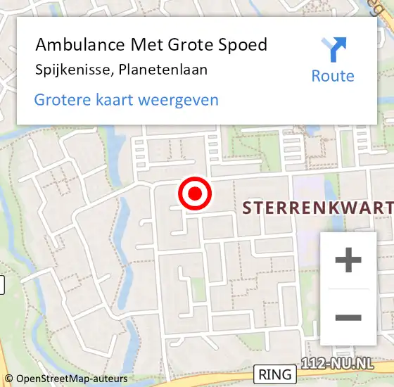 Locatie op kaart van de 112 melding: Ambulance Met Grote Spoed Naar Spijkenisse, Planetenlaan op 8 april 2024 08:03