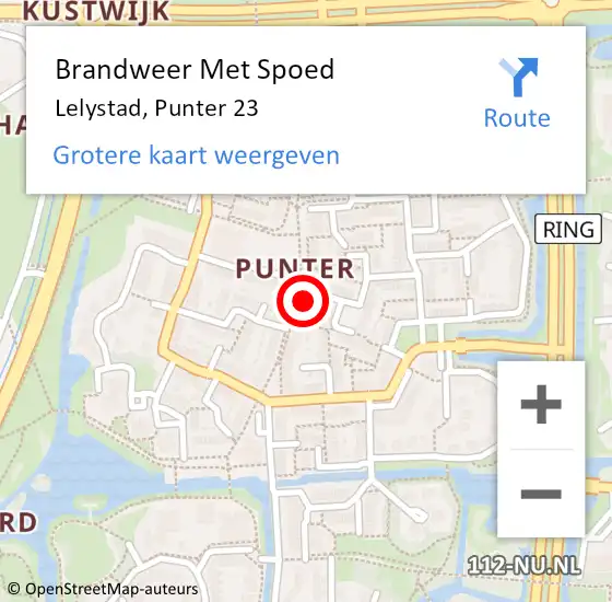 Locatie op kaart van de 112 melding: Brandweer Met Spoed Naar Lelystad, Punter 23 op 8 april 2024 08:06