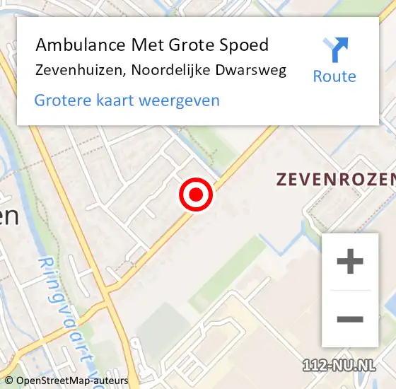 Locatie op kaart van de 112 melding: Ambulance Met Grote Spoed Naar Zevenhuizen, Noordelijke Dwarsweg op 8 april 2024 08:12