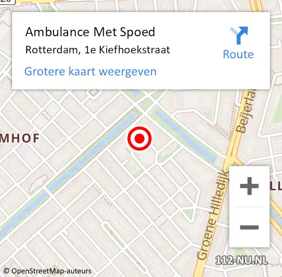 Locatie op kaart van de 112 melding: Ambulance Met Spoed Naar Rotterdam, 1e Kiefhoekstraat op 8 april 2024 08:16