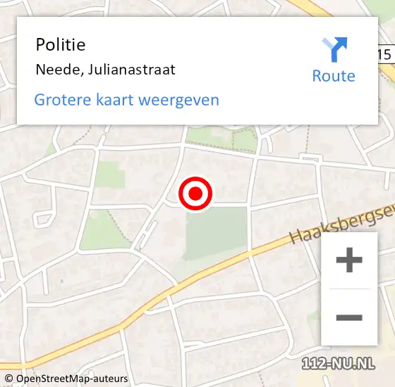 Locatie op kaart van de 112 melding: Politie Neede, Julianastraat op 8 april 2024 08:18