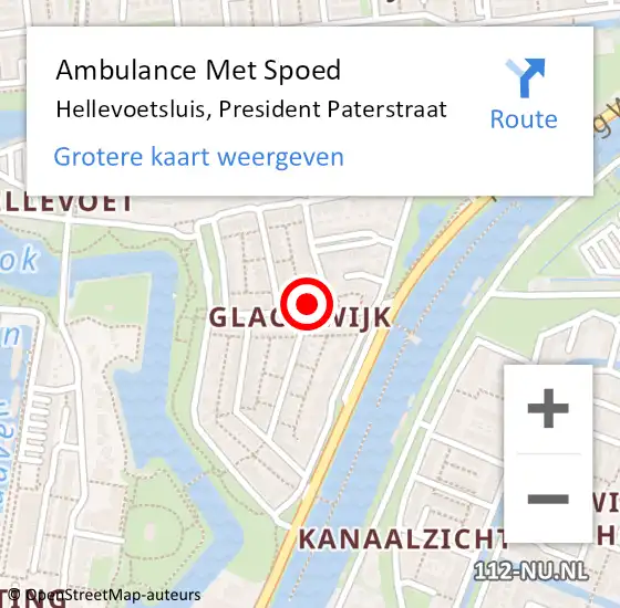 Locatie op kaart van de 112 melding: Ambulance Met Spoed Naar Hellevoetsluis, President Paterstraat op 8 april 2024 08:22