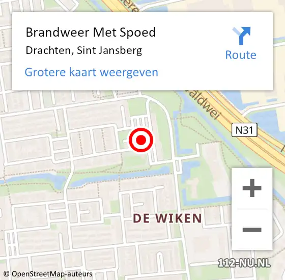 Locatie op kaart van de 112 melding: Brandweer Met Spoed Naar Drachten, Sint Jansberg op 8 april 2024 08:32