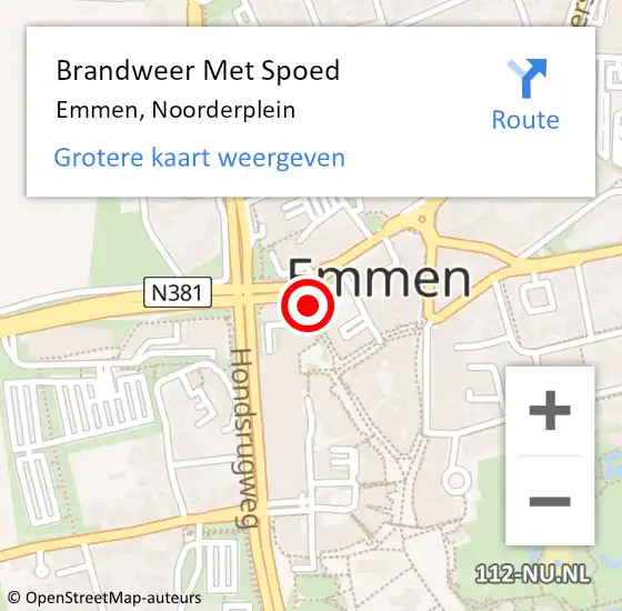 Locatie op kaart van de 112 melding: Brandweer Met Spoed Naar Emmen, Noorderplein op 8 april 2024 09:05