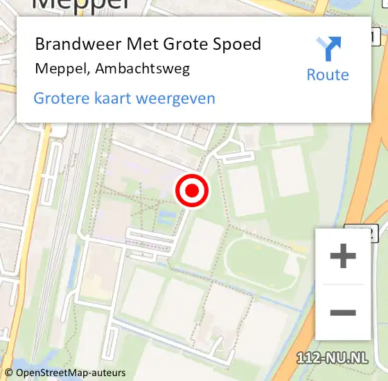 Locatie op kaart van de 112 melding: Brandweer Met Grote Spoed Naar Meppel, Ambachtsweg op 1 oktober 2014 18:12