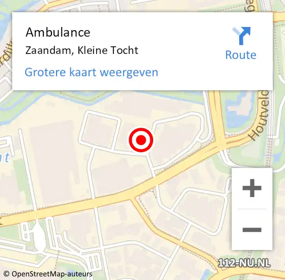 Locatie op kaart van de 112 melding: Ambulance Zaandam, Kleine Tocht op 8 april 2024 09:13