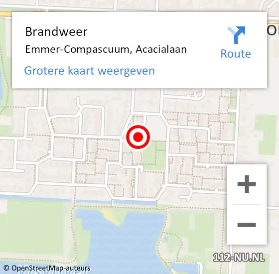Locatie op kaart van de 112 melding: Brandweer Emmer-Compascuum, Acacialaan op 8 april 2024 09:16