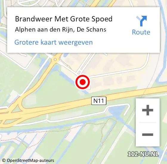 Locatie op kaart van de 112 melding: Brandweer Met Grote Spoed Naar Alphen aan den Rijn, De Schans op 8 april 2024 09:17