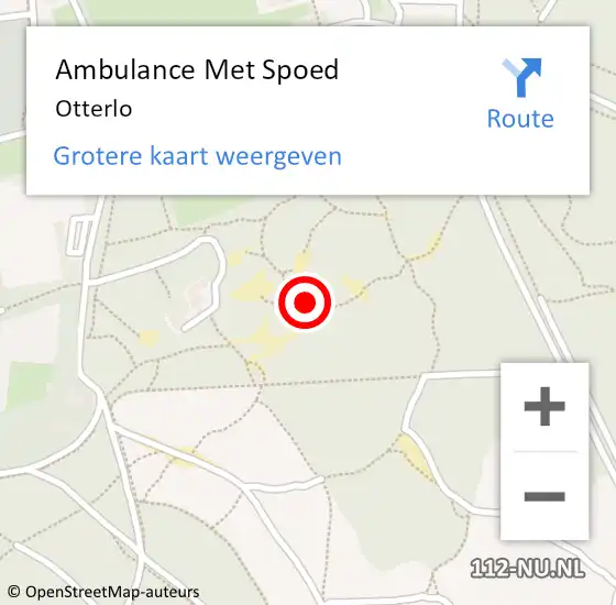 Locatie op kaart van de 112 melding: Ambulance Met Spoed Naar Otterlo op 8 april 2024 09:41