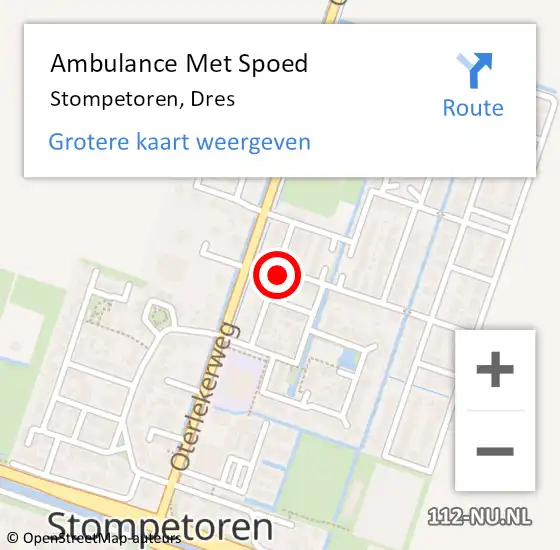 Locatie op kaart van de 112 melding: Ambulance Met Spoed Naar Stompetoren, Dres op 8 april 2024 09:43