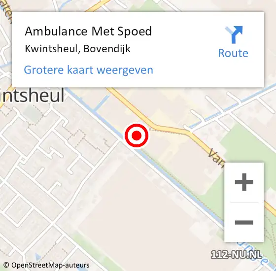 Locatie op kaart van de 112 melding: Ambulance Met Spoed Naar Kwintsheul, Bovendijk op 8 april 2024 09:44