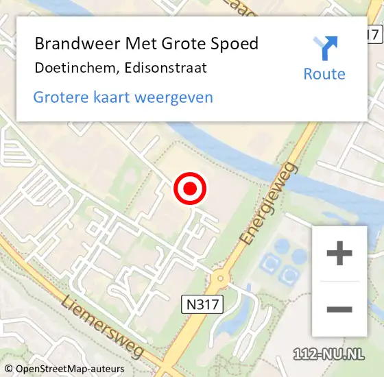 Locatie op kaart van de 112 melding: Brandweer Met Grote Spoed Naar Doetinchem, Edisonstraat op 8 april 2024 10:06