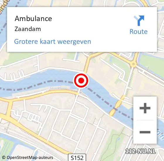 Locatie op kaart van de 112 melding: Ambulance Zaandam op 8 april 2024 10:07