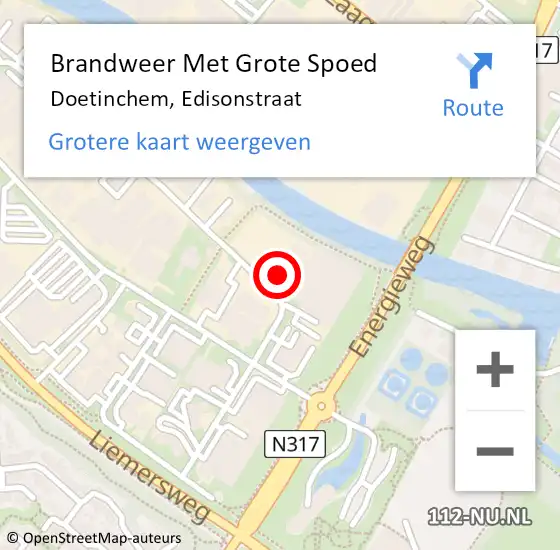 Locatie op kaart van de 112 melding: Brandweer Met Grote Spoed Naar Doetinchem, Edisonstraat op 8 april 2024 10:17