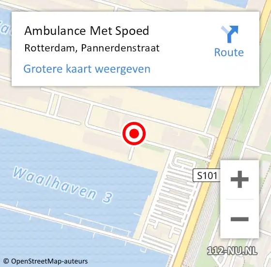 Locatie op kaart van de 112 melding: Ambulance Met Spoed Naar Rotterdam, Pannerdenstraat op 8 april 2024 10:20