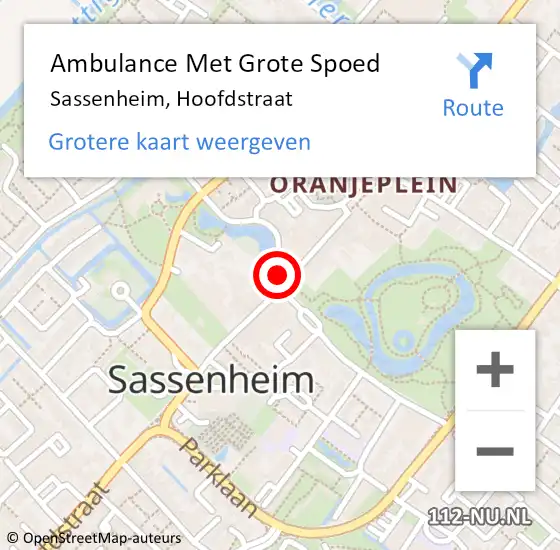 Locatie op kaart van de 112 melding: Ambulance Met Grote Spoed Naar Sassenheim, Hoofdstraat op 8 april 2024 10:20
