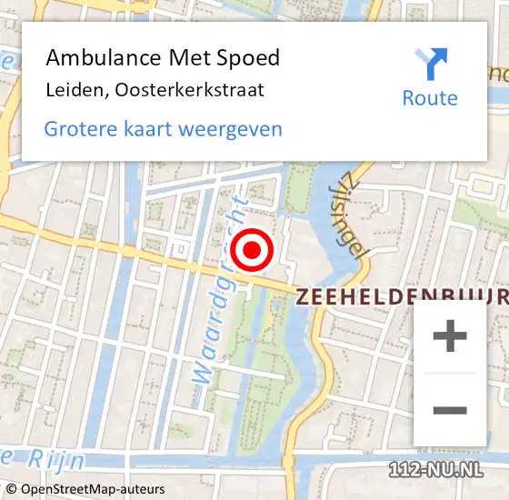 Locatie op kaart van de 112 melding: Ambulance Met Spoed Naar Leiden, Oosterkerkstraat op 8 april 2024 10:23