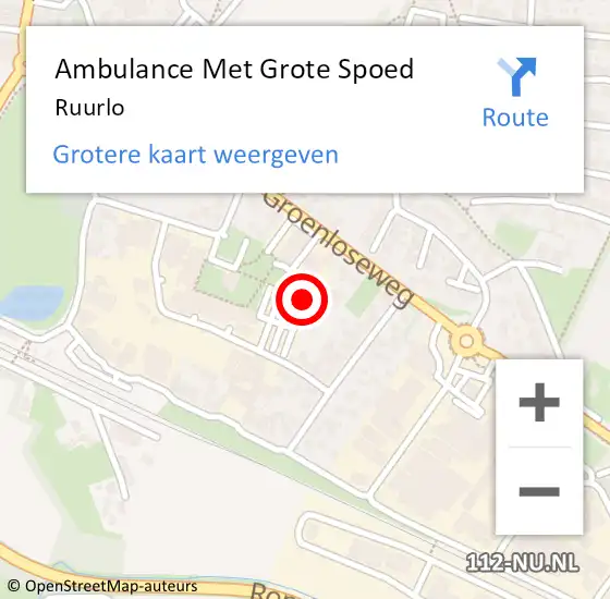 Locatie op kaart van de 112 melding: Ambulance Met Grote Spoed Naar Ruurlo op 8 april 2024 10:37