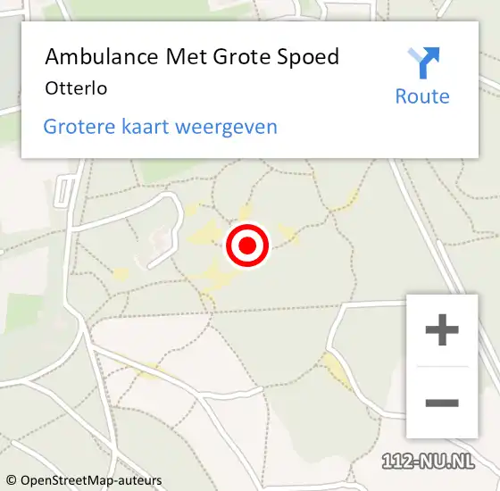 Locatie op kaart van de 112 melding: Ambulance Met Grote Spoed Naar Otterlo op 8 april 2024 10:37