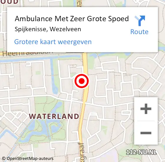 Locatie op kaart van de 112 melding: Ambulance Met Zeer Grote Spoed Naar Spijkenisse, Wezelveen op 8 april 2024 10:44