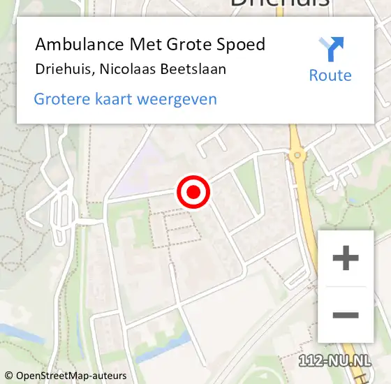 Locatie op kaart van de 112 melding: Ambulance Met Grote Spoed Naar Driehuis, Nicolaas Beetslaan op 8 april 2024 10:46