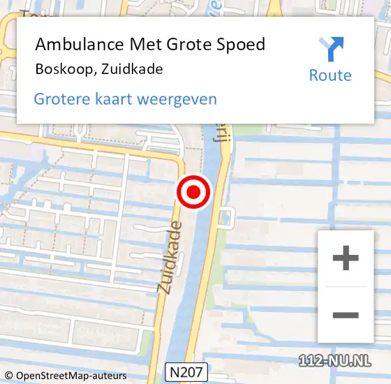 Locatie op kaart van de 112 melding: Ambulance Met Grote Spoed Naar Boskoop, Zuidkade op 8 april 2024 10:56