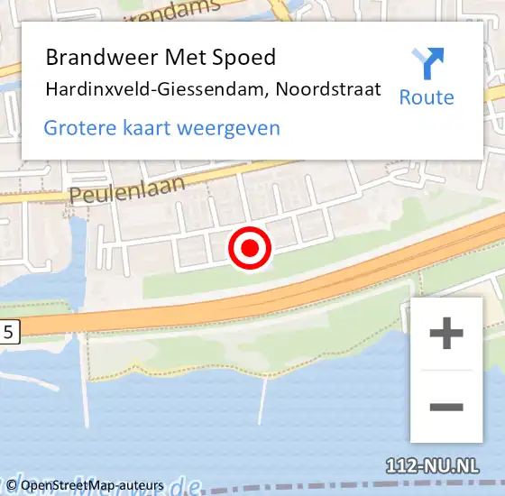 Locatie op kaart van de 112 melding: Brandweer Met Spoed Naar Hardinxveld-Giessendam, Noordstraat op 8 april 2024 10:58